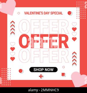Valentine Special sale poster, Valentine social media post and web banner template Stock Vector