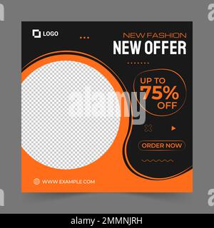 New offer social media post and web banner template for digital marketing. Trendy editable template for product promotion Stock Vector