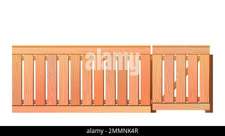 New unpainted wooden fence made of boards and picket fence. Isolated on ...