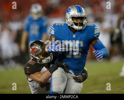 Detroit Lions tight end Marcus Pollard (81) sits on the bench