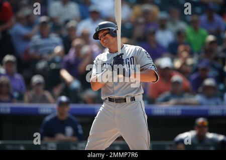 San Diego Padres right fielder Fernando Tatis Jr. (23) in the the sixth  inning of a baseball game Saturday, June 10, 2023, in Denver. (AP  Photo/David Zalubowski Stock Photo - Alamy