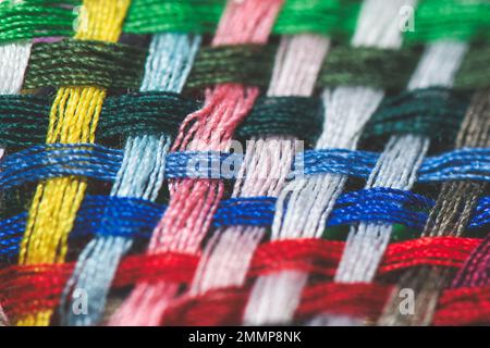 Detail of braid of colored sewing threads Stock Photo