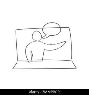 Online education One line drawing on white Stock Vector