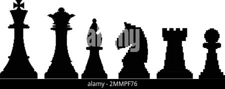 set chess icons vektor king quin rook bishop knight and pawn Stock Vector