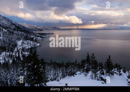 Winter Landscape - Lake Tahoe - Tahoe National Forest After Snow - California / Nevada Stock Photo