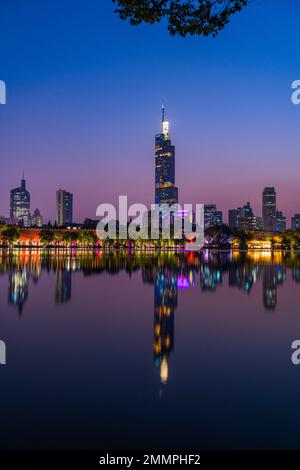 Nanjing city night scene Stock Photo