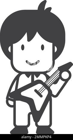 guitar player illustration in minimal style isolated on background Stock Vector