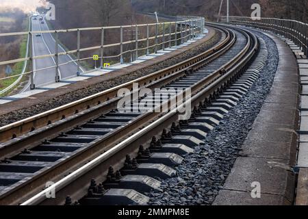 Old stone arched bridge-viaduct, Ternopil region, Ukraine. Stock Photo