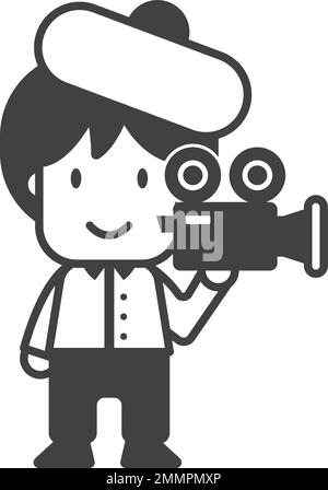 film director illustration in minimal style isolated on background Stock Vector