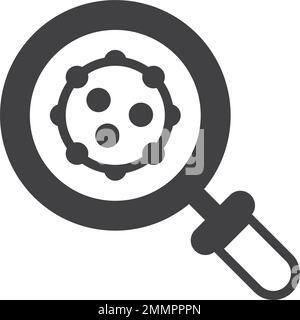 magnifying glass and virus illustration in minimal style isolated on background Stock Vector