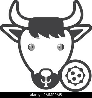 cow and virus illustration in minimal style isolated on background Stock Vector
