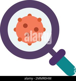 magnifying glass and virus illustration in minimal style isolated on background Stock Vector