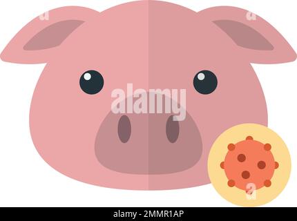 Pig and virus illustration in minimal style isolated on background Stock Vector