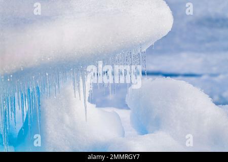 Icicles on an ice floe in the arctic Stock Photo