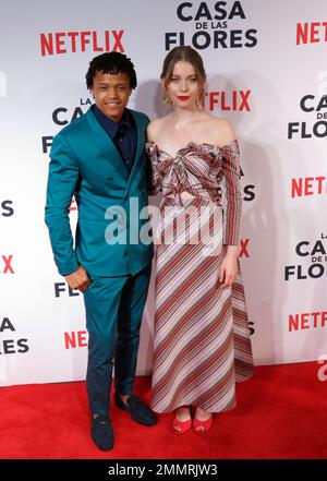 Percelle Ascott, left, and Sorcha Groundsell arrive at the MTV Movie