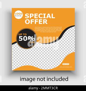 Social Media Post Design Template For Restaurant Business. promotion banner. ready use vector design template. Stock Vector