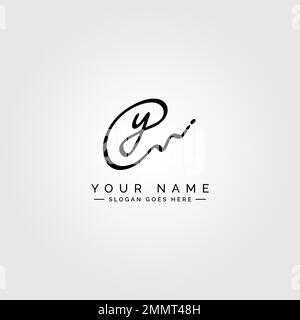 Y Letter Signature Logo - Y letter Initial Logo - Logo for Company Name Starts with Letter Y Stock Vector