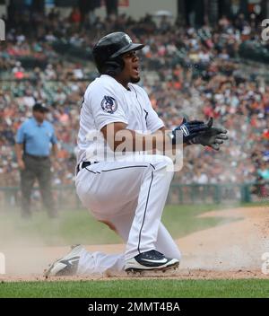 Detroit Tigers' Jeimer Candelario plays during a baseball game, Tuesday,  April 12, 2022, in Detroit. (AP Photo/Carlos Osorio Stock Photo - Alamy