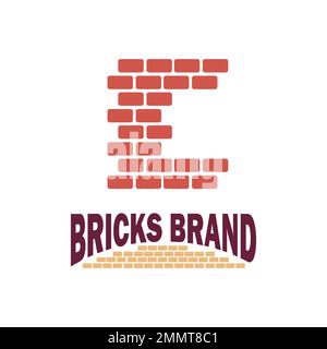 Brick Company Logo Vector Sign Initial Letter C in white background isolated Stock Vector