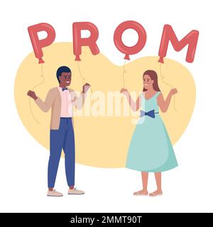 Prom date 2D vector isolated illustration Stock Vector
