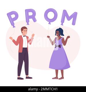 Prom night 2D vector isolated illustration Stock Vector