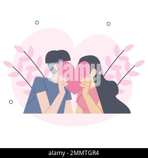 Valentines Day concept isolated person situations. Collection of scenes with people celebrating romantic holiday, couples on date, love relationship. Stock Vector