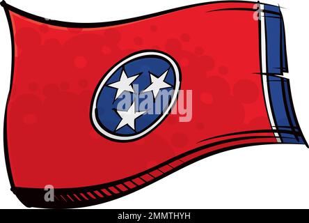Painted Tennessee flag waving in wind Stock Vector
