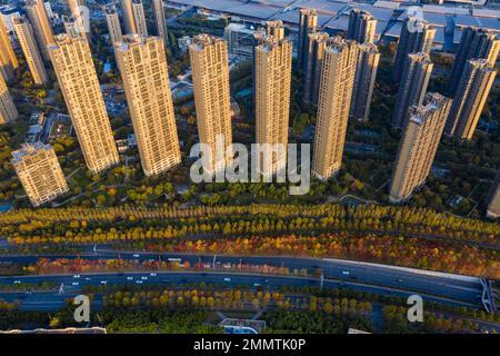 Have a bird's eye view of nanjing city Stock Photo