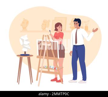 Painting classes 2D vector isolated illustration Stock Vector