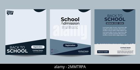 School admission social media post design and back to school web banner template. School education admission social media post template. Stock Vector