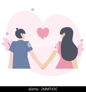 Valentines Day concept isolated person situations. Collection of scenes with people celebrating romantic holiday, couples on date, love relationship. Stock Vector