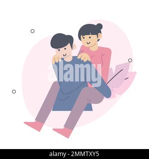 Valentines Day concept isolated person situations. Collection of scenes with people celebrating romantic holiday, couples on date, love relationship. Stock Vector