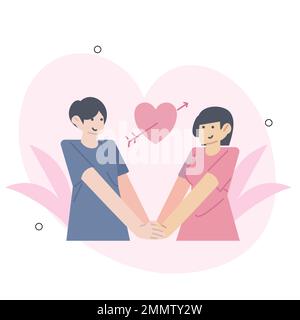 Valentines Day concept isolated person situations. Collection of scenes with people celebrating romantic holiday, couples on date, love relationship. Stock Vector