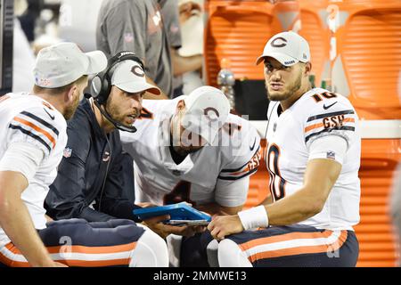 Why did the Bears promote Tyler Bray, and what was Mitch Trubisky's role on  the sideline?