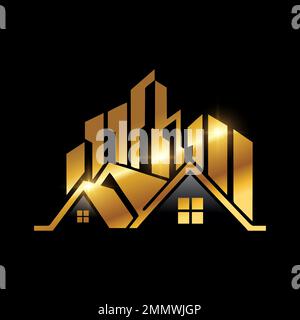 Golden Luxury Real Estate vector Icon Stock Vector Image & Art - Alamy