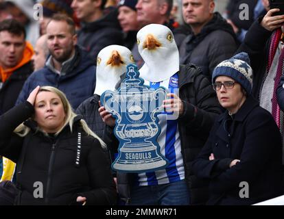 Brighton and Hove, England, 29th January 2023. Brighton fans during the The FA Cup match at the AMEX Stadium, Brighton and Hove. Picture credit should read: David Klein / Sportimage Stock Photo