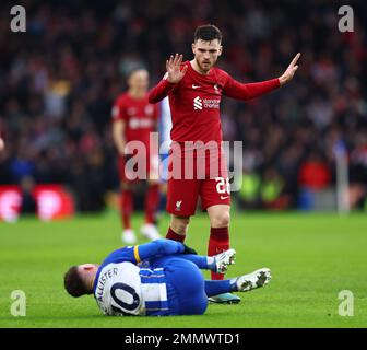Brighton and Hove, England, 29th January 2023. Andrew Robertson of Liverpool during the The FA Cup match at the AMEX Stadium, Brighton and Hove. Picture credit should read: David Klein / Sportimage Stock Photo