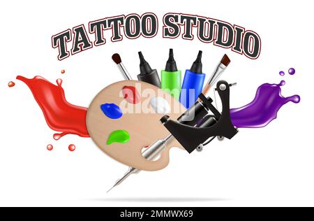 Tattoo studio label, emblem, logo vector template Stock Vector