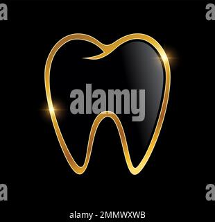 Tooth icon Black line art vector in black and white outline set ...
