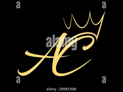 A vector Illustration  in black background of Crown Monogram Logo Initial AC Stock Vector