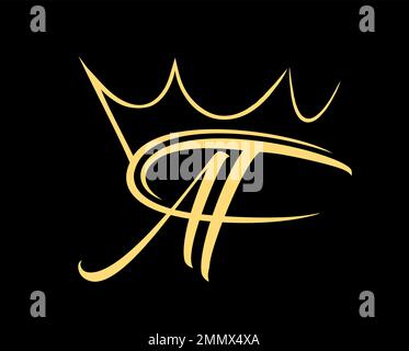 A vector Illustration  in black background of Crown Monogram Logo Initial AF Stock Vector