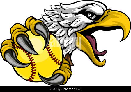 Eagle Hawk Softball Ball Cartoon Sport Team Mascot Stock Vector