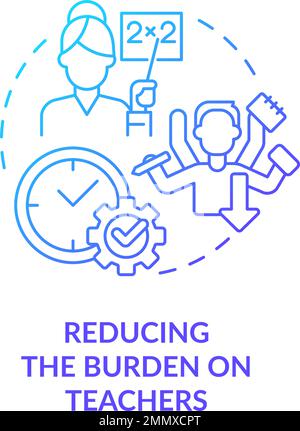Reducing burden on teachers blue gradient concept icon Stock Vector