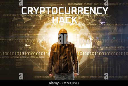 Faceless hacker at work, security concept Stock Photo