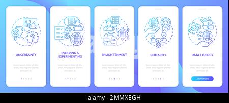 ICT literacy levels blue gradient onboarding mobile app screen Stock Vector