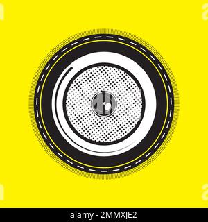 Acoustic Speaker Subwoofer. Retro flat style vector illustration. Contrast Graphic Design Stock Vector