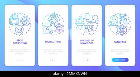 Information technology trends blue gradient onboarding mobile app screen Stock Vector