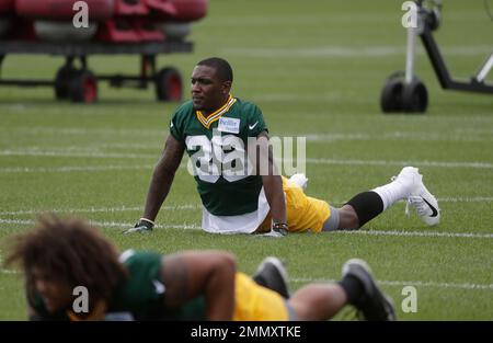 Green Bay Packers' Demetri Goodson warms up during NFL football training  camp Thursday, July 26, 2018, in Green Bay, Wis. (AP Photo/Morry Gash Stock  Photo - Alamy