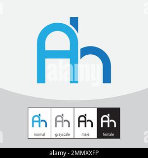 A and H Letter Logo. Blue Color. - Vector. Vector illustration Stock Vector