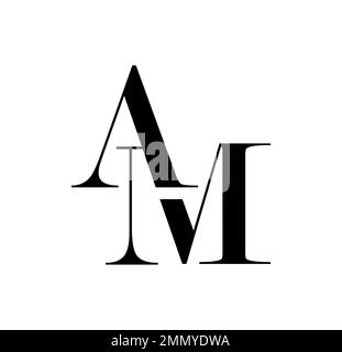 Vector Illustration isolated in white background of Monogram Logo vector Initial Letters AM Stock Vector